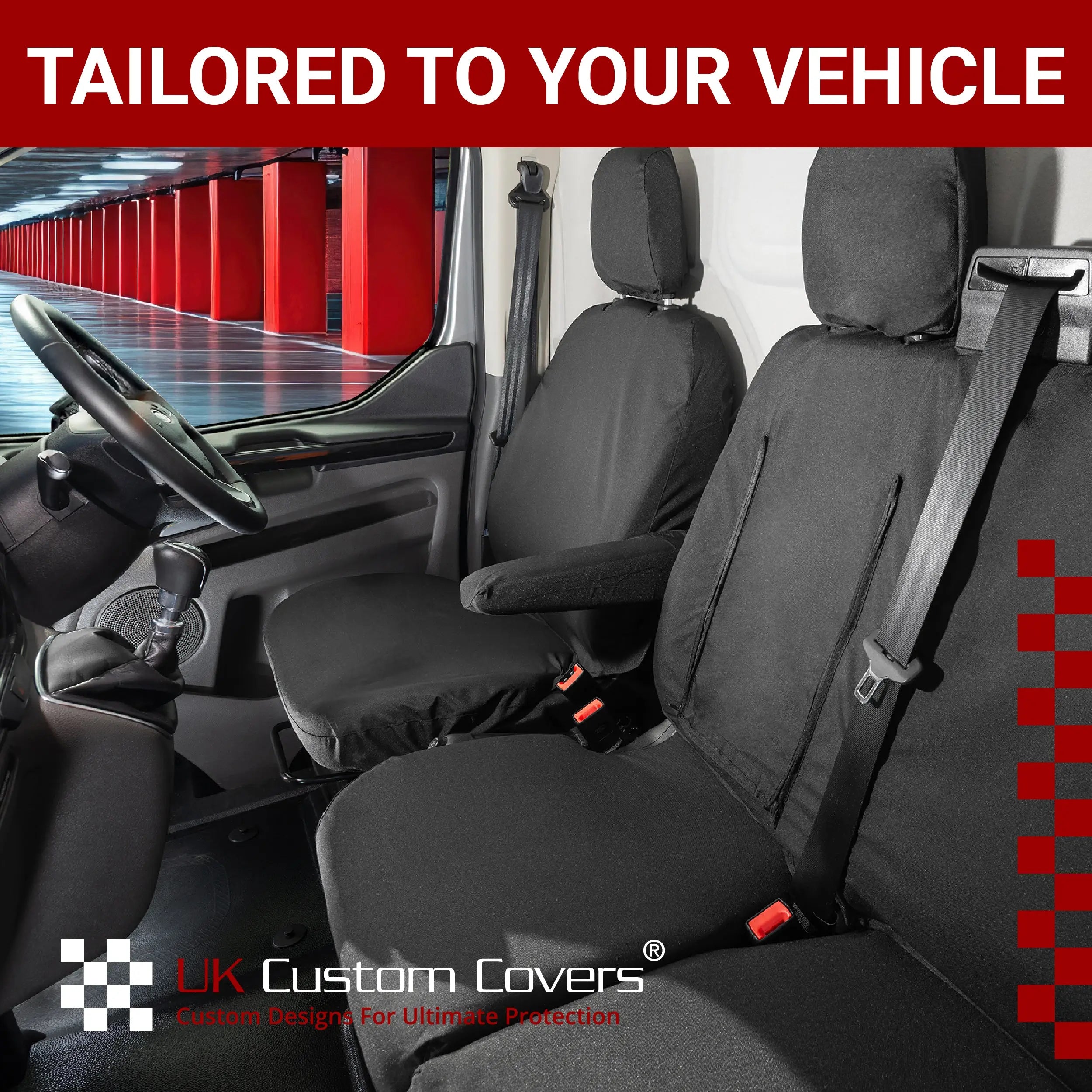 Ford Transit Custom Seat Covers Cotton-Backed PU UK Custom Covers