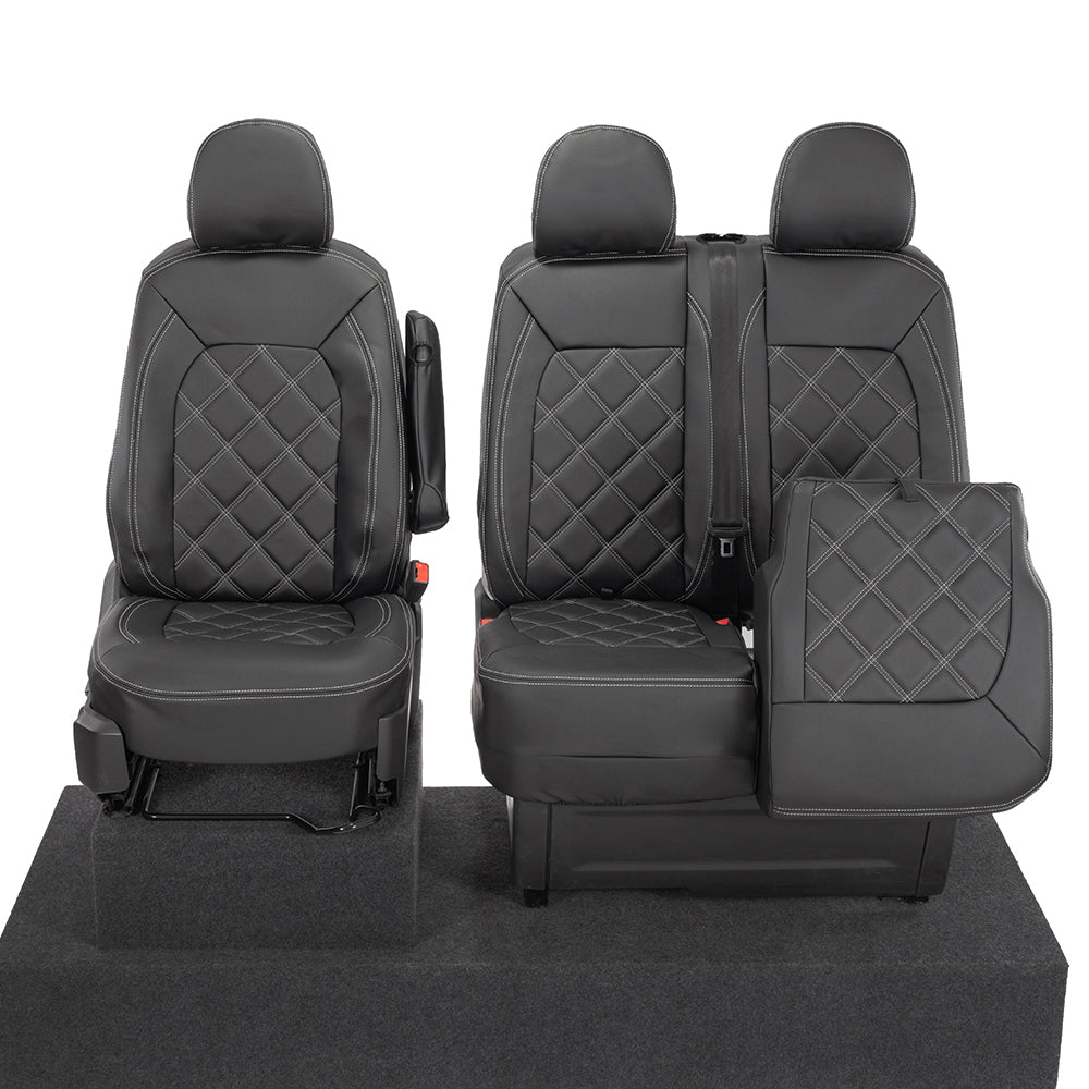 VW Crafter Tailored Leatherette Seat Covers - Black - UK Custom Covers