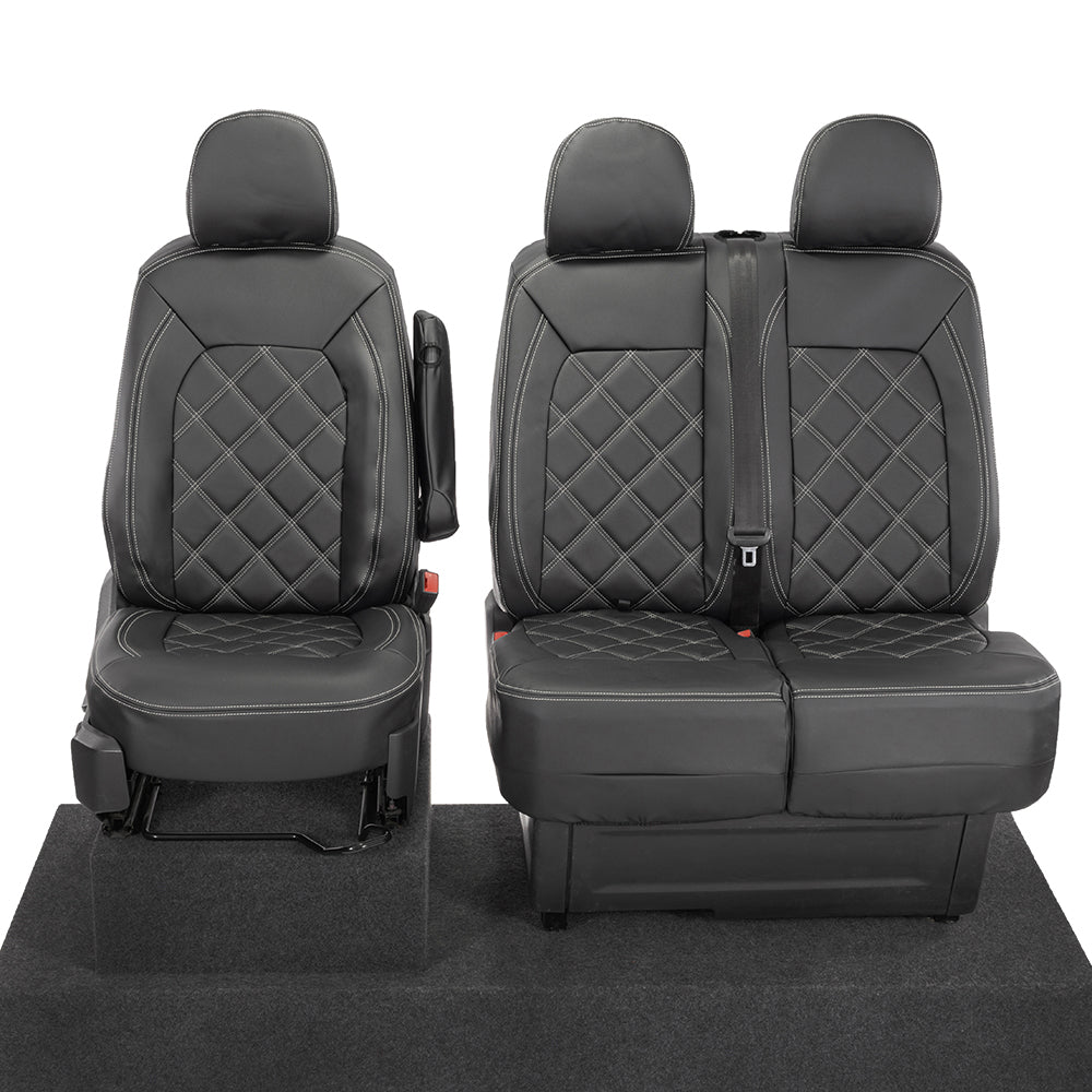 VW Crafter Tailored Leatherette Seat Covers - Black - UK Custom Covers