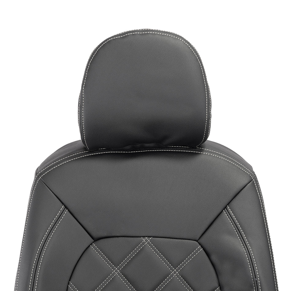 Man TGE Leatherette Double Diamond Bentley Stitch Front Seat Covers (2017 Onwards) Black