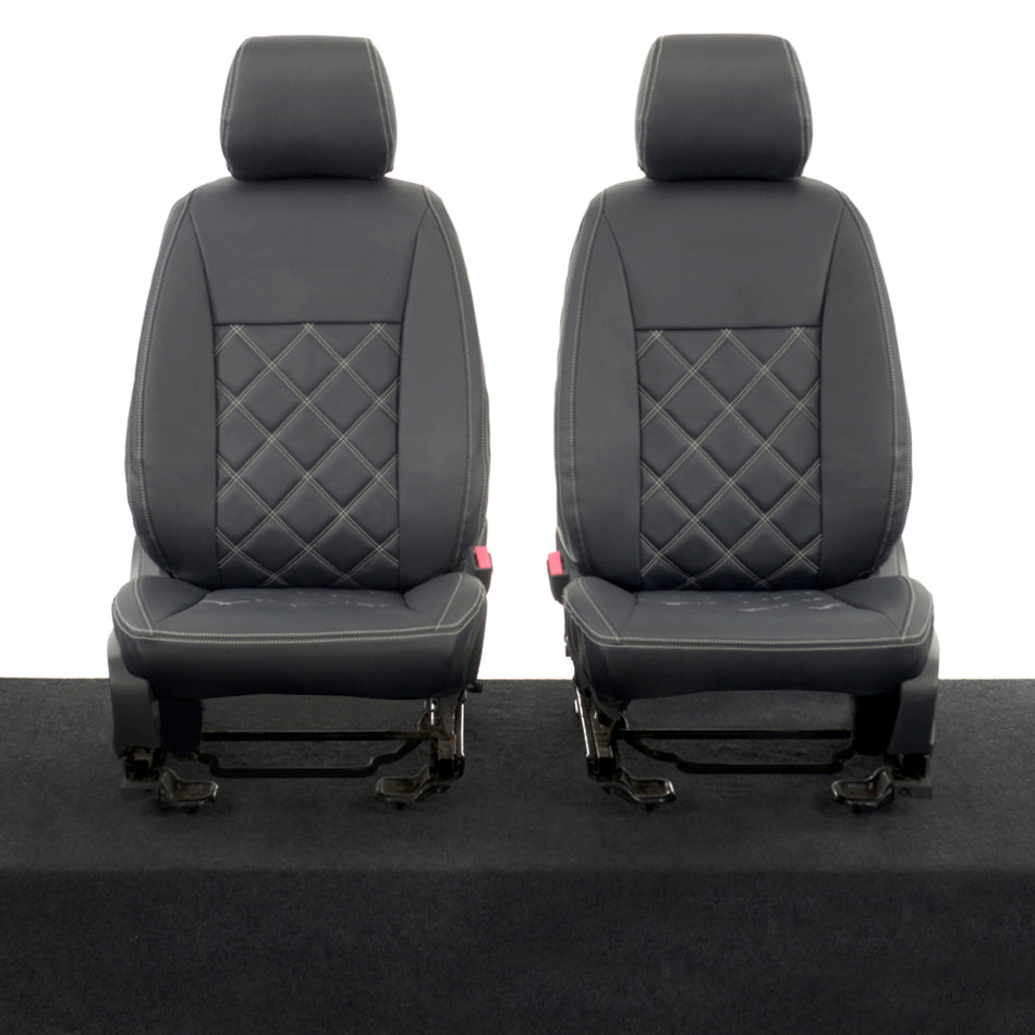 Ford Ranger Wildtrak White Stitch Leatherette Seat Covers (2016-2023)