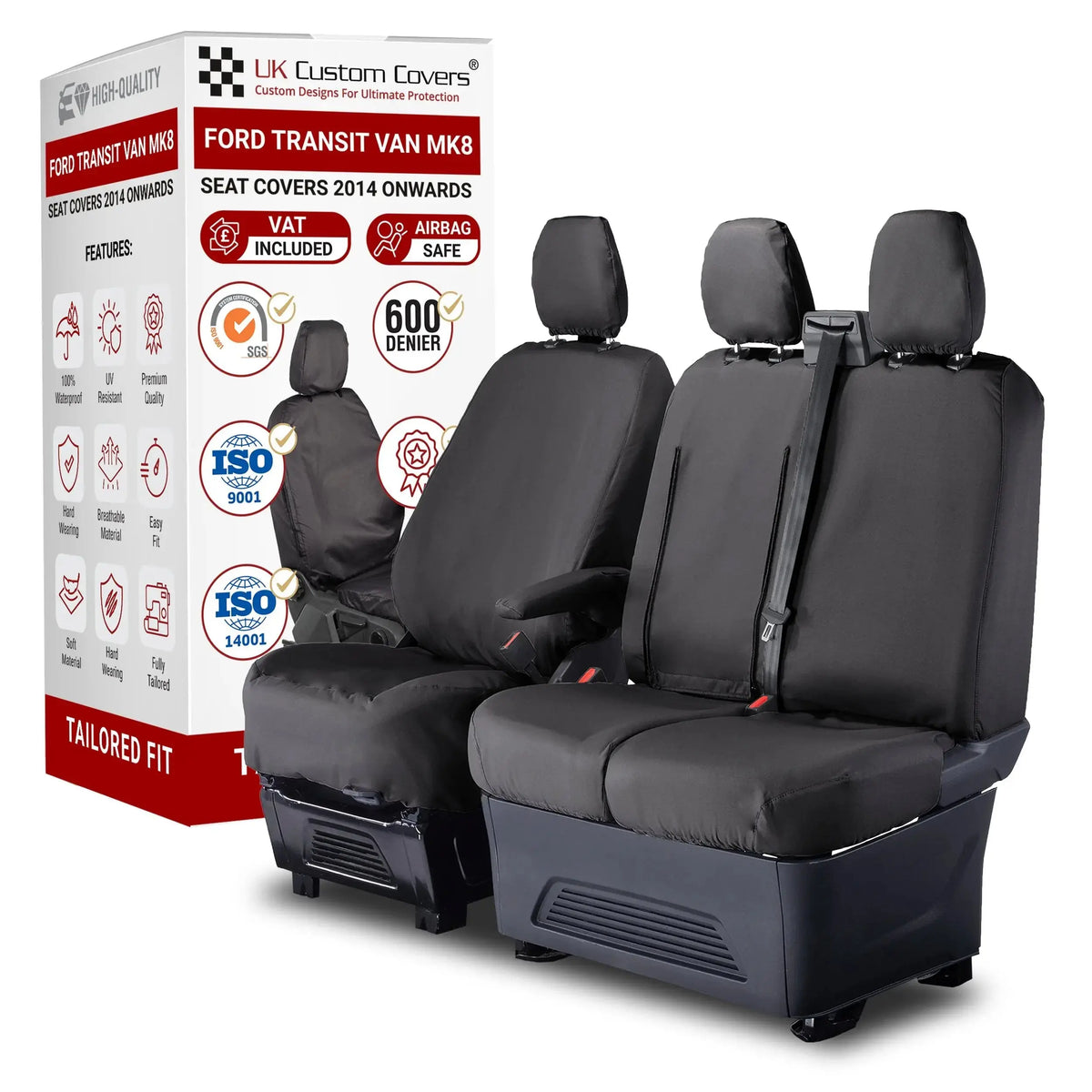 Ford Transit Van Seat Covers (Inc E-Transit) Cotton-Backed PU UK Custom Covers