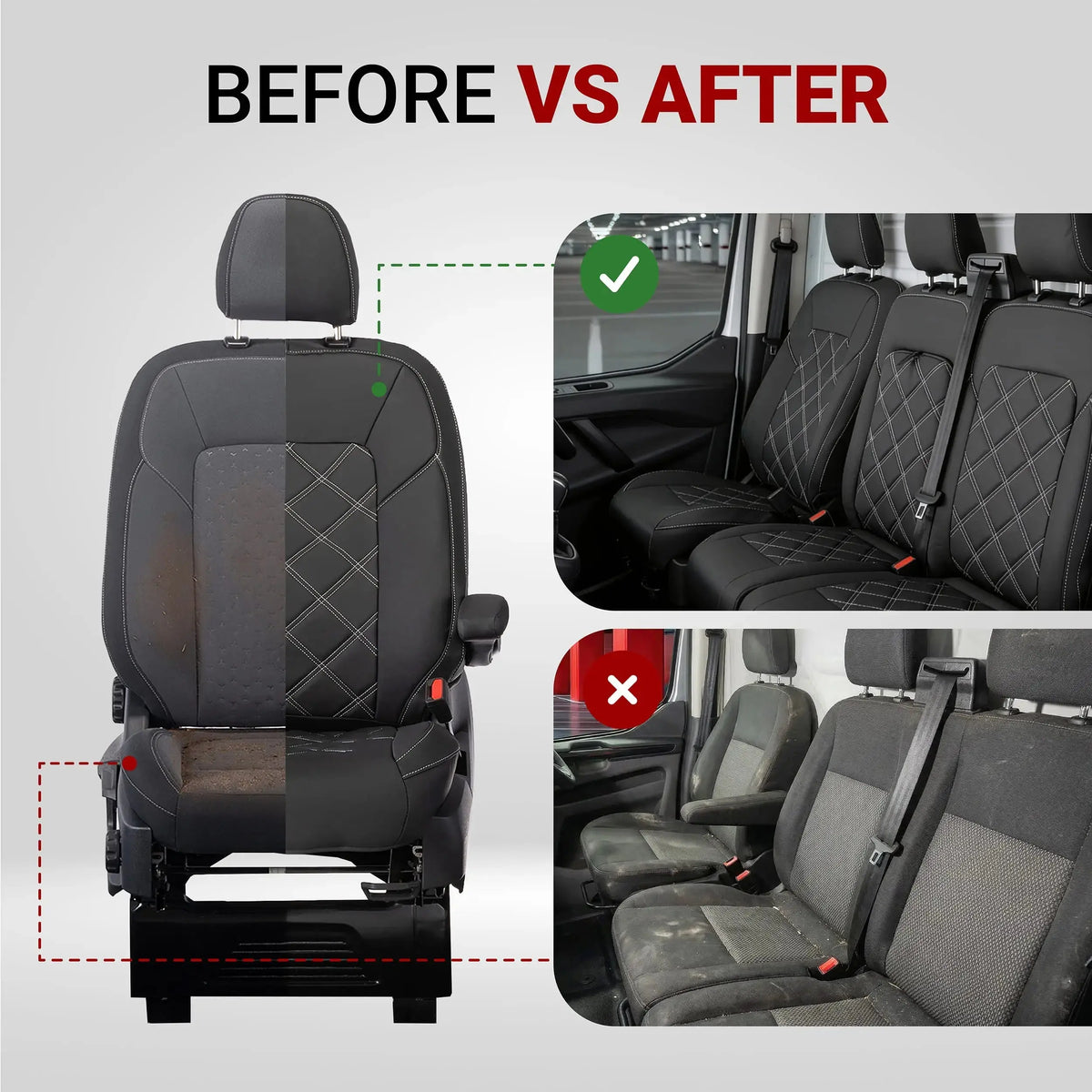 VW Crafter Seat Covers Tailored Leatherette UK Custom Covers