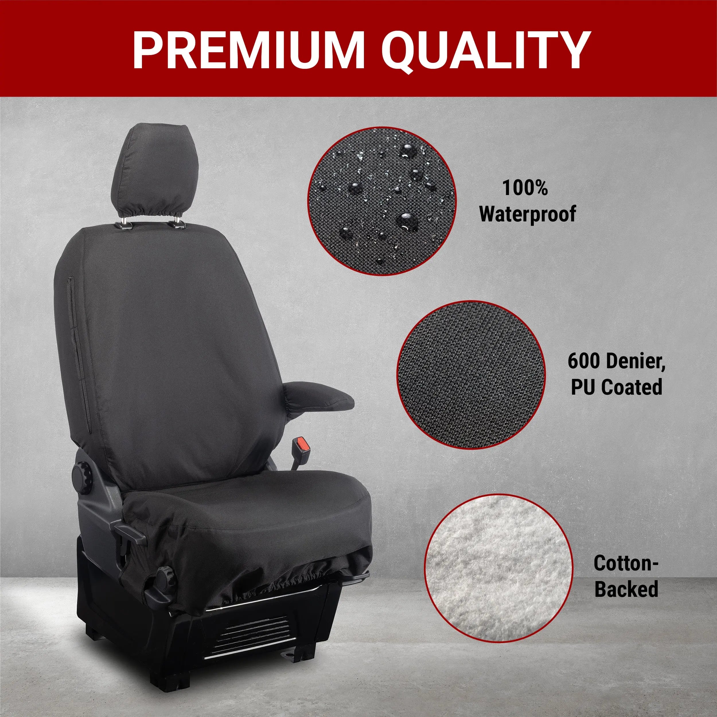 Ford Transit Van Seat Covers (Inc E-Transit) Cotton-Backed PU UK Custom Covers