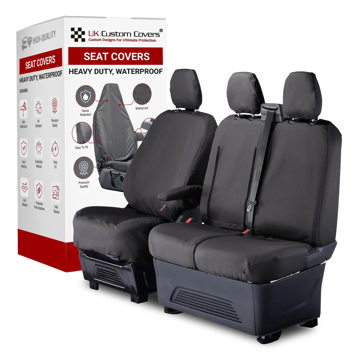 Ford Transit Van Seat Covers (Inc E-Transit) Cotton-Backed PU UK Custom Covers