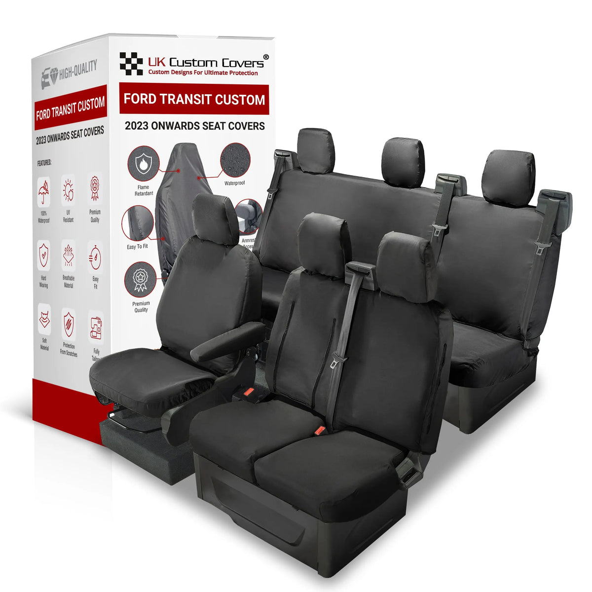 Ford Transit Custom Seat Covers Cotton-Backed PU UK Custom Covers