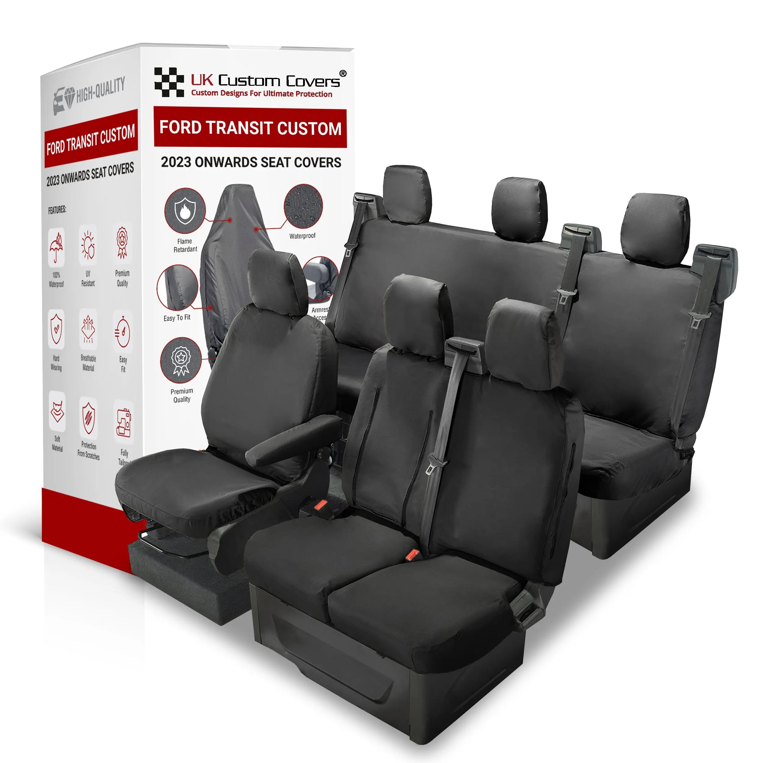 Ford Transit Custom Seat Covers Cotton-Backed PU UK Custom Covers