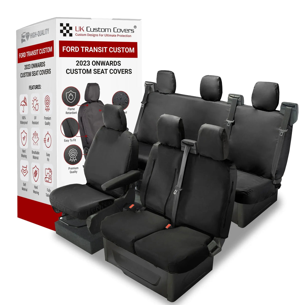 Ford Transit Custom Seat Covers Cotton-Backed PU UK Custom Covers