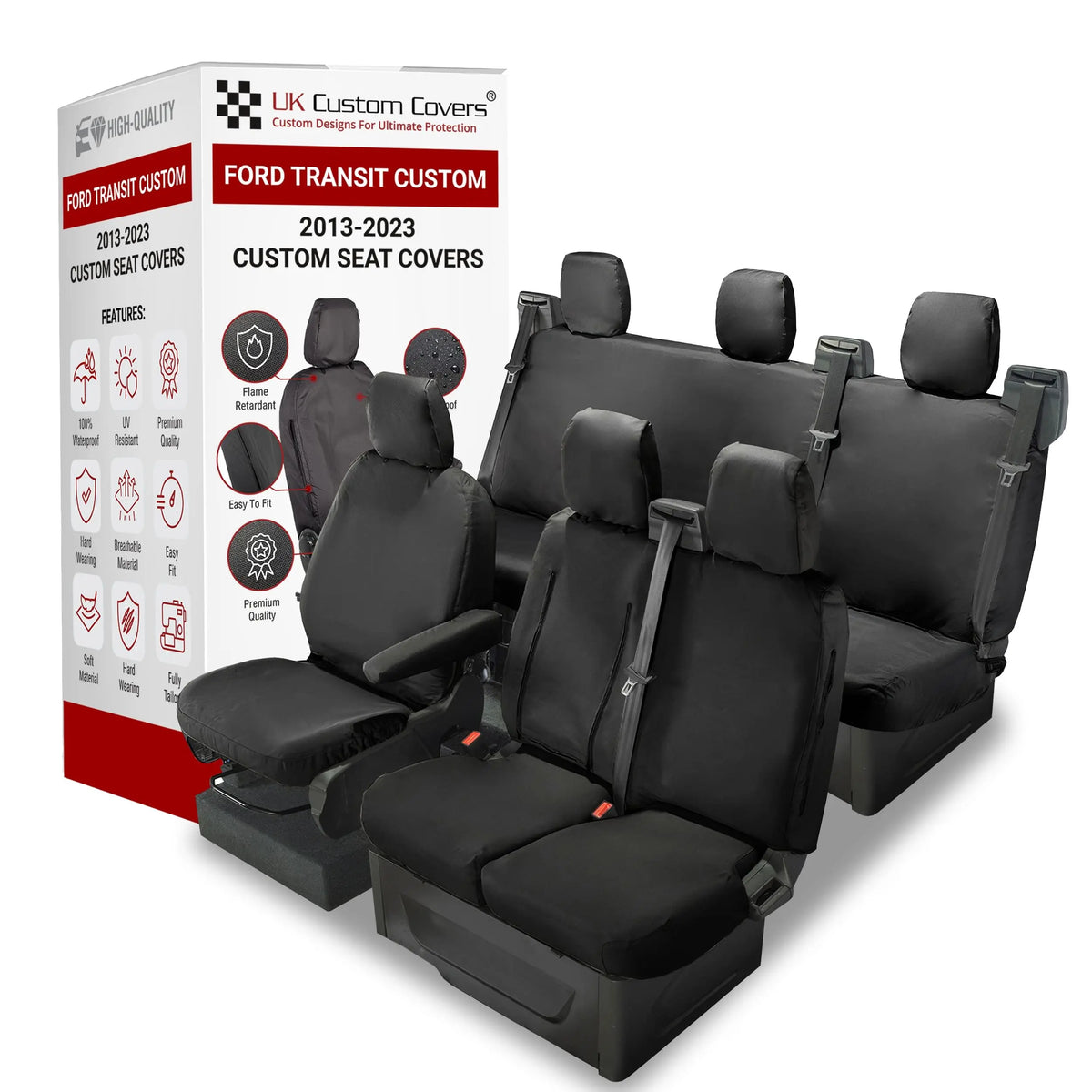 Ford Transit Custom Seat Covers Cotton-Backed PU UK Custom Covers