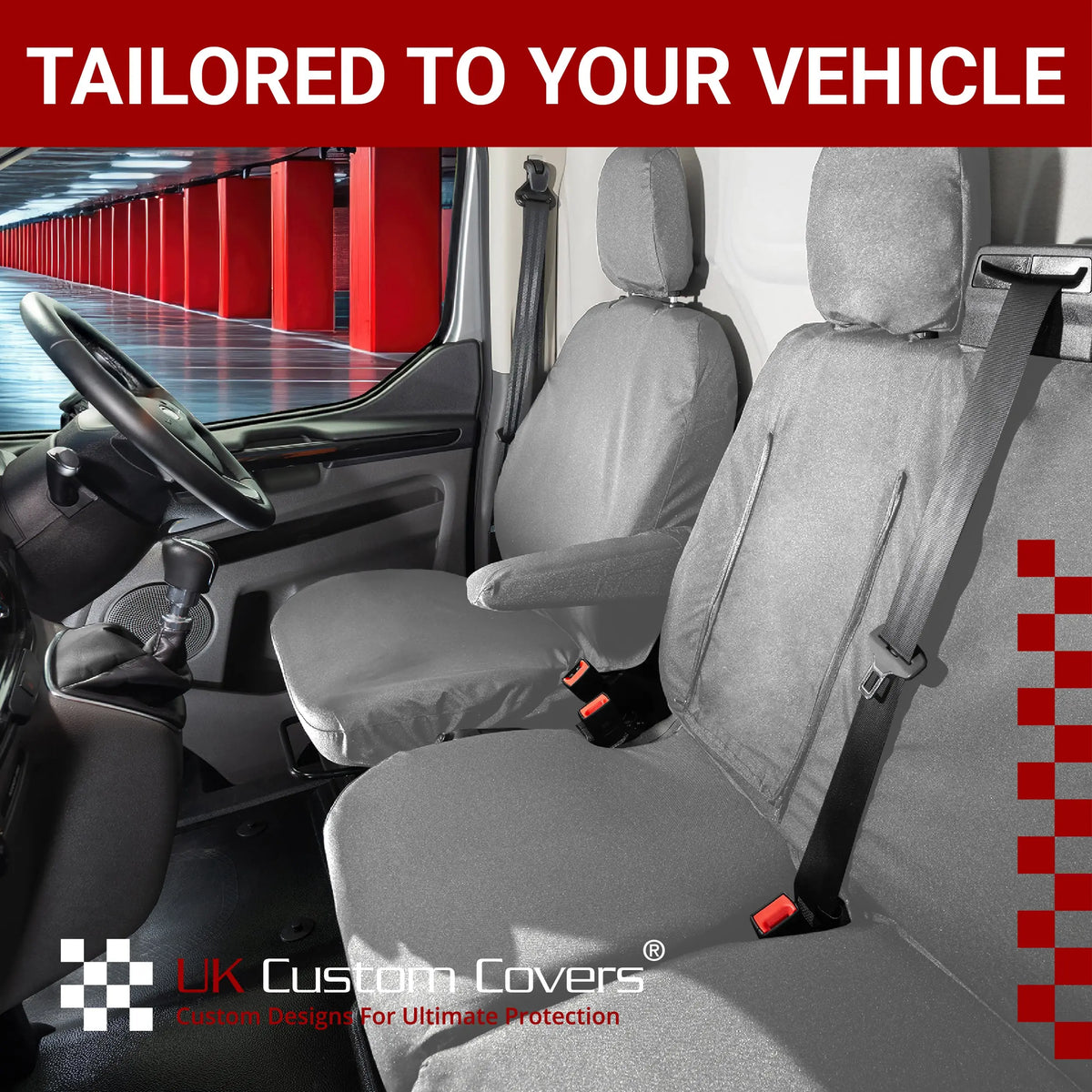 Ford Transit Custom Seat Covers Cotton-Backed PU UK Custom Covers