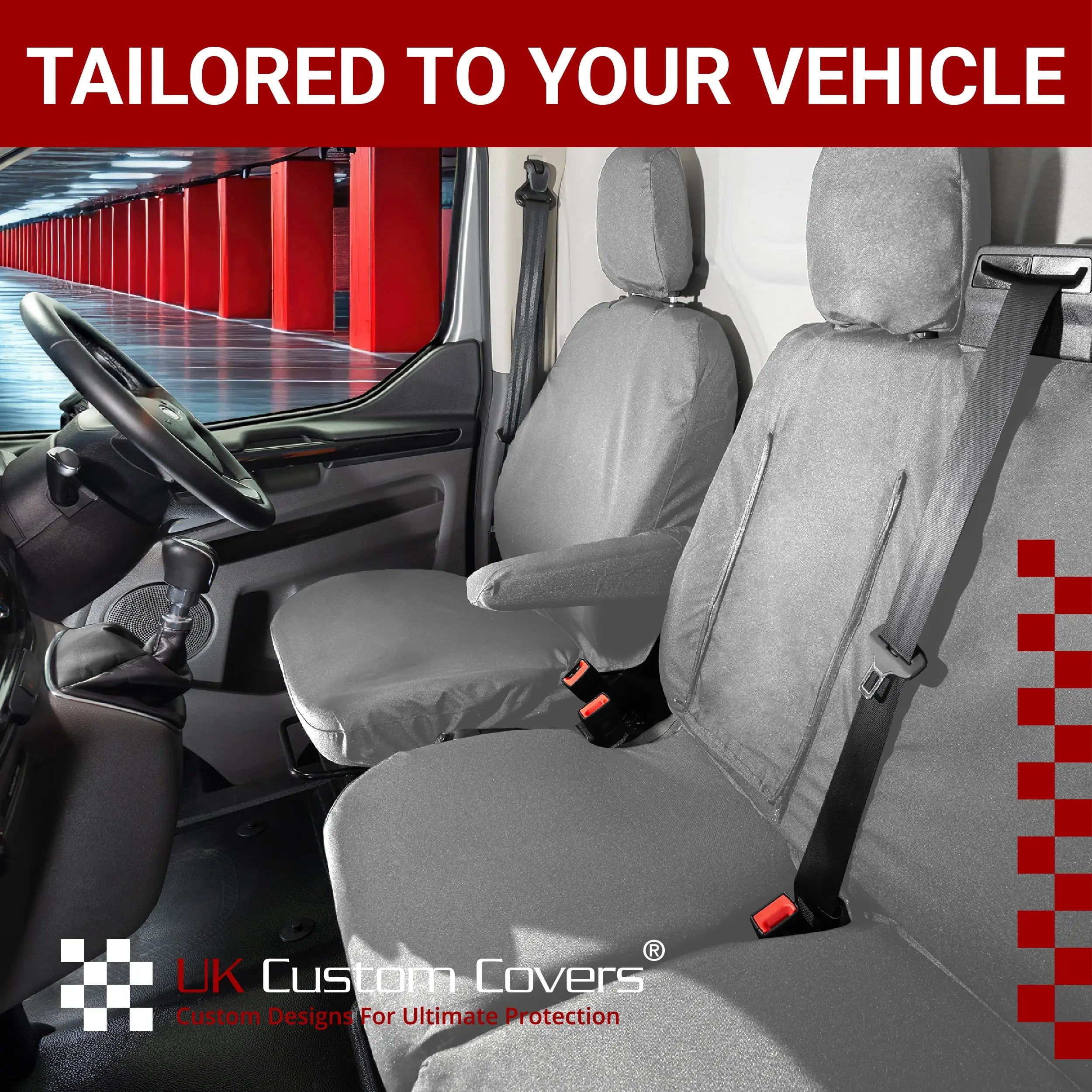 Ford Transit Custom Seat Covers Cotton-Backed PU UK Custom Covers