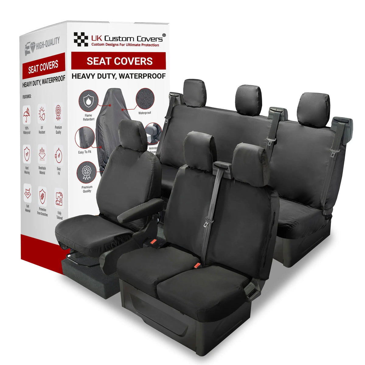 Ford Transit Custom Seat Covers Cotton-Backed PU UK Custom Covers