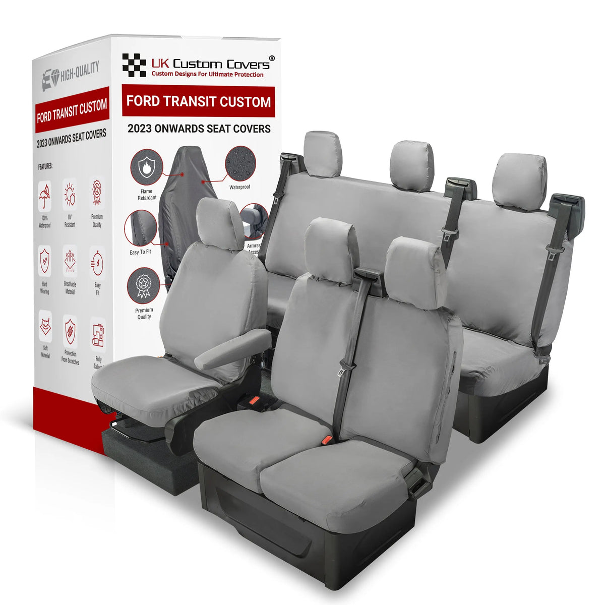 Ford Transit Custom Seat Covers Cotton-Backed PU UK Custom Covers