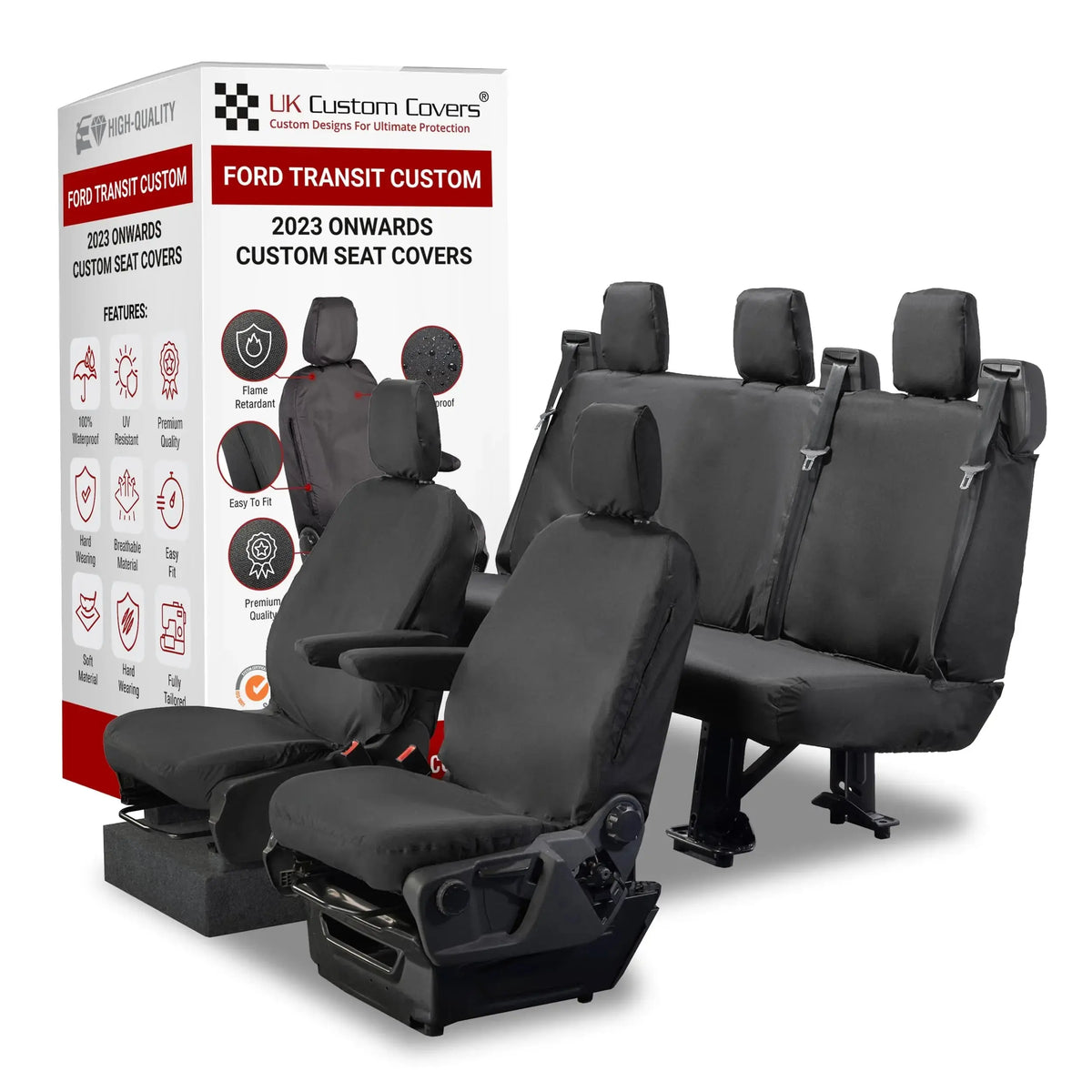 Ford Transit Custom Seat Covers Cotton-Backed PU UK Custom Covers