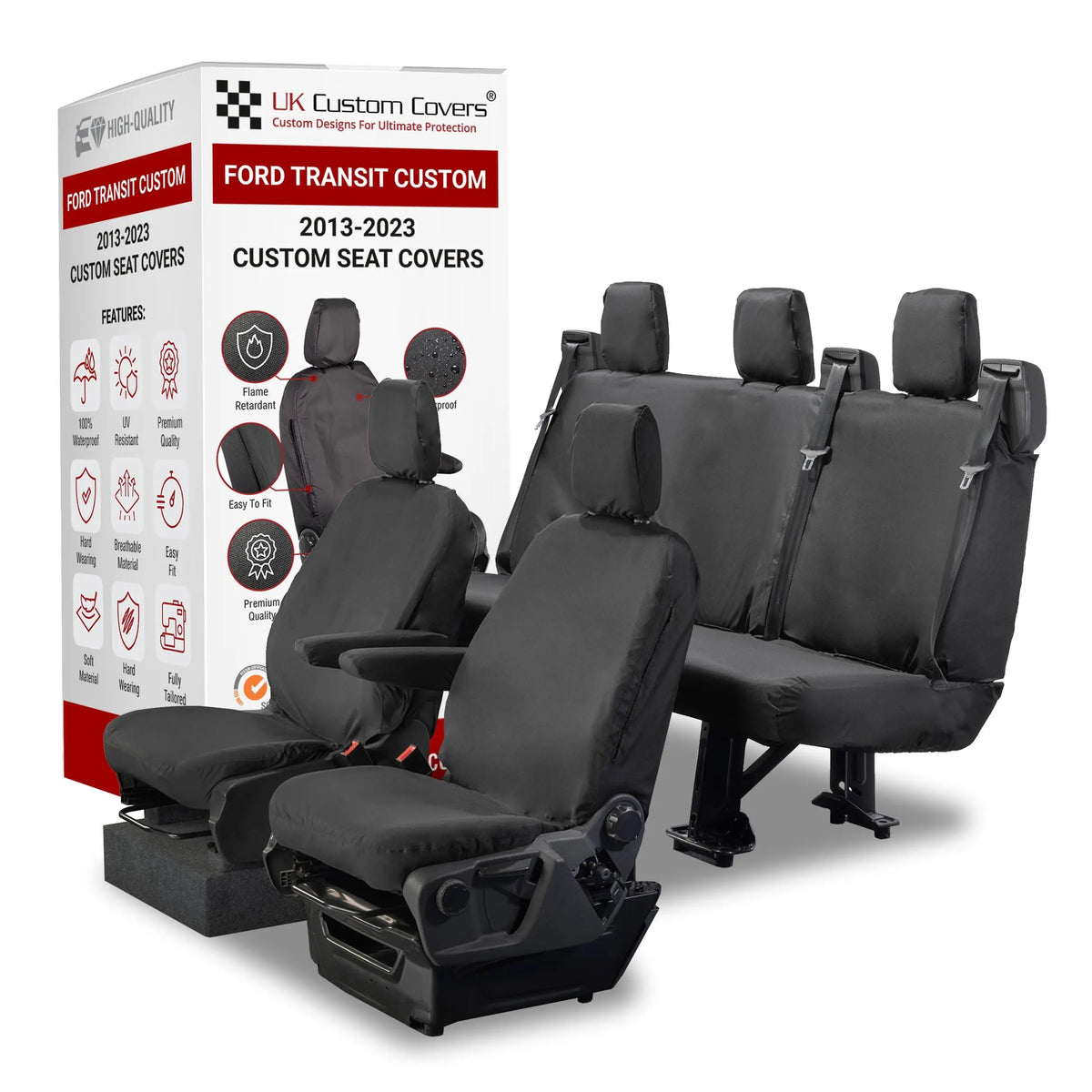 Ford Transit Custom Seat Covers Cotton-Backed PU UK Custom Covers