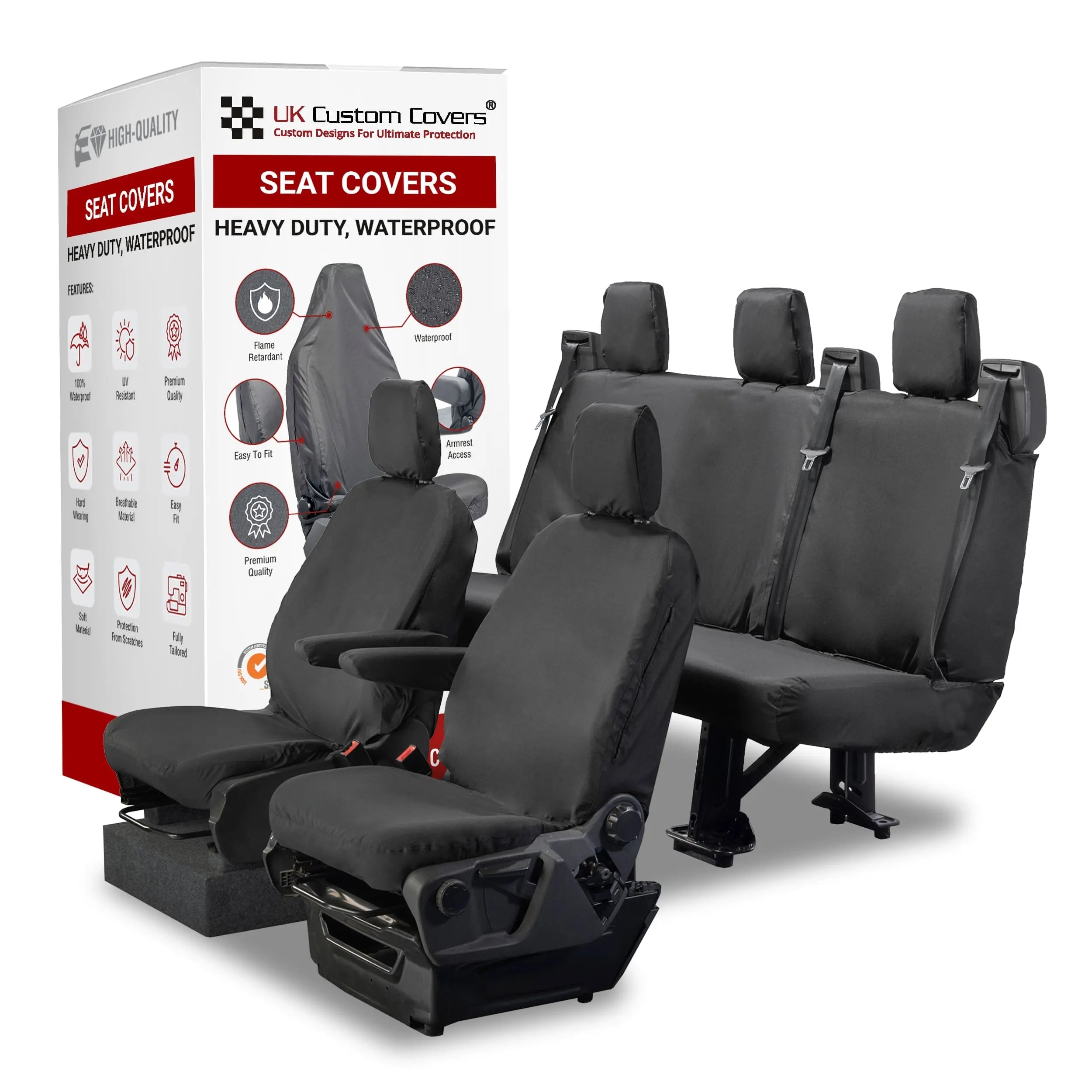 Ford Transit Custom Seat Covers Cotton-Backed PU UK Custom Covers