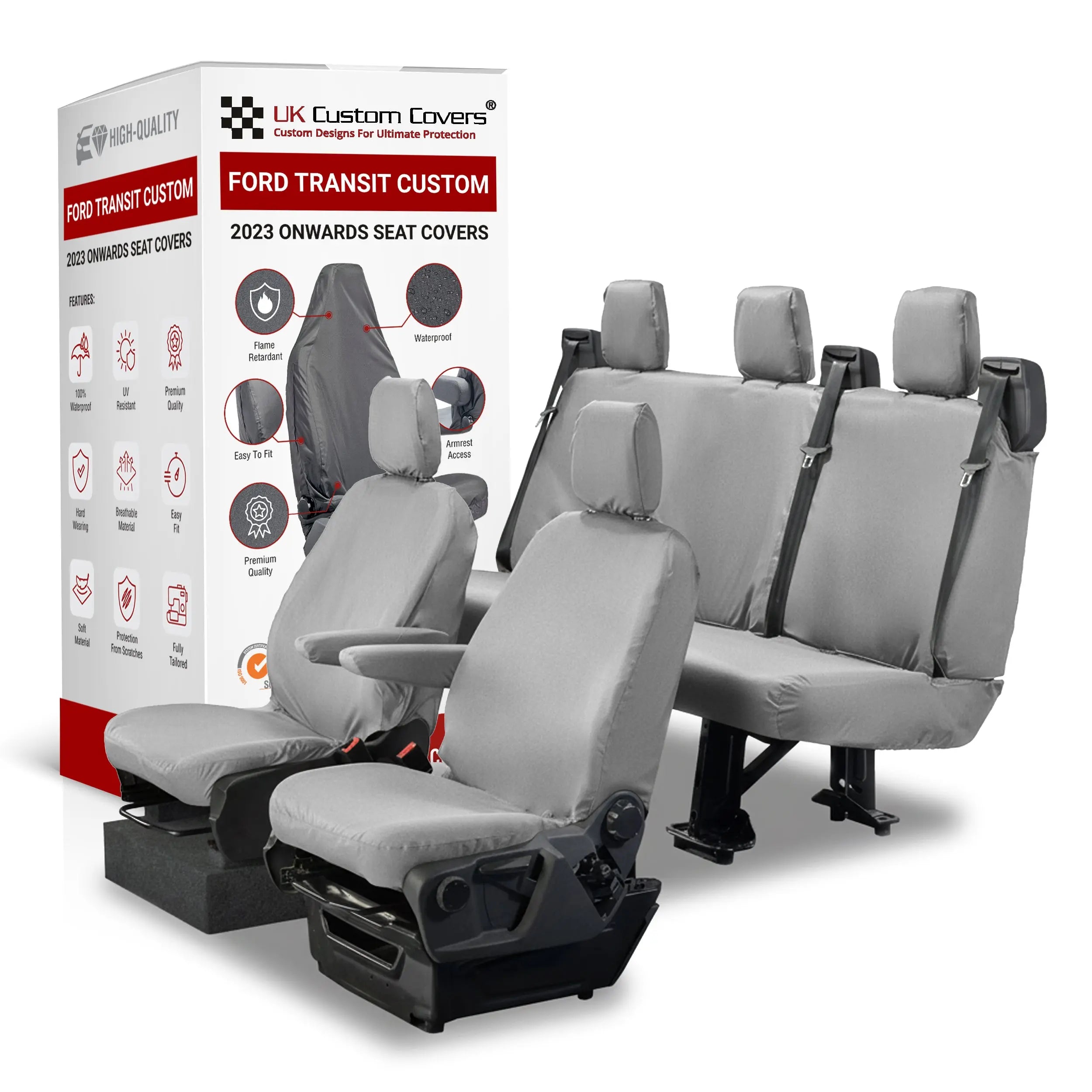 Ford Transit Custom Seat Covers Cotton-Backed PU UK Custom Covers