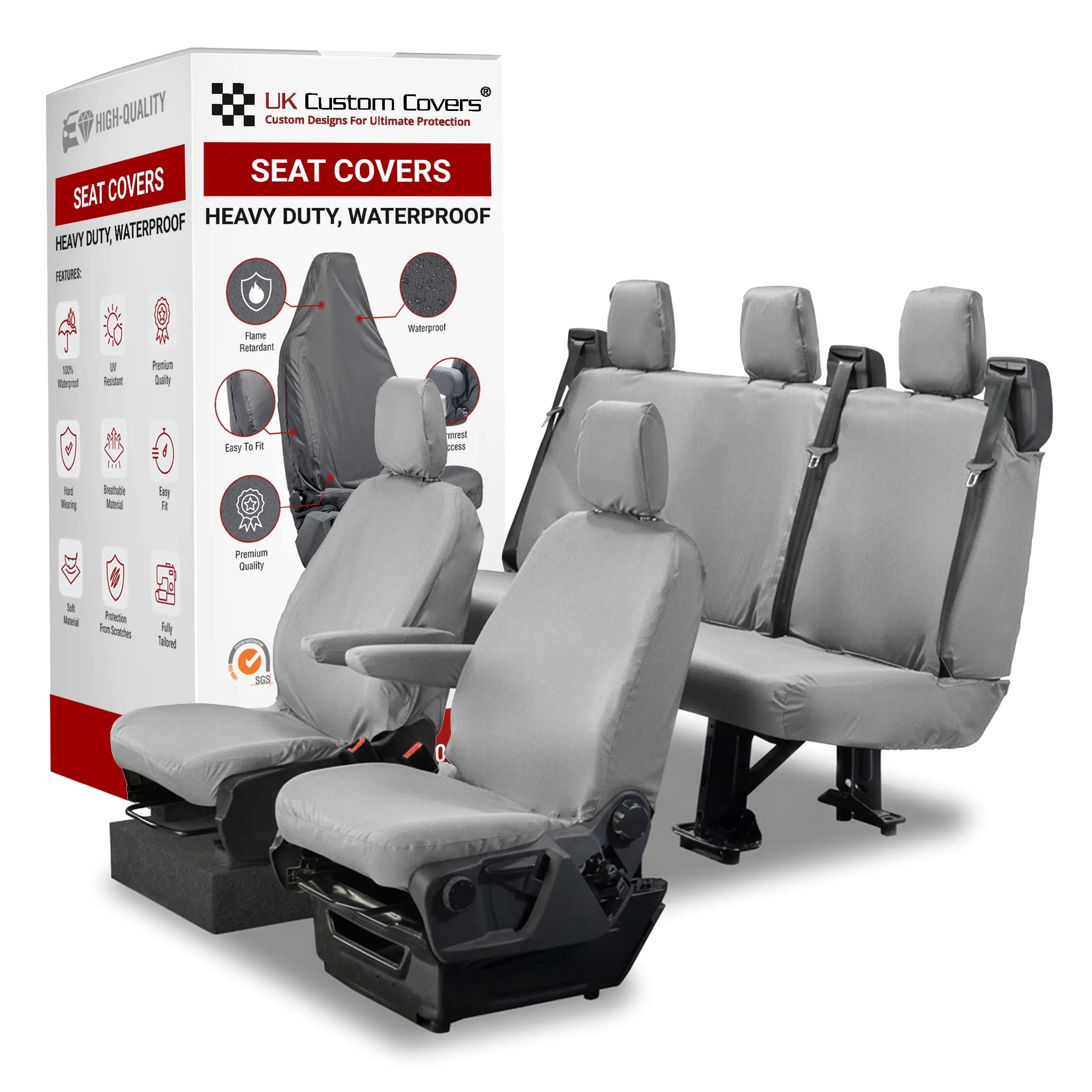 Ford Transit Custom Seat Covers Cotton-Backed PU UK Custom Covers