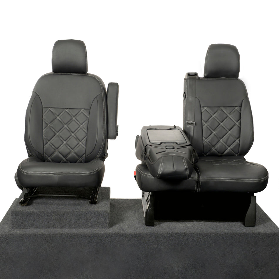 Fiat Talento Leatherette Double Diamond Bentley Stitch Front Seat Covers (with folding middle seat) 2016 Onwards