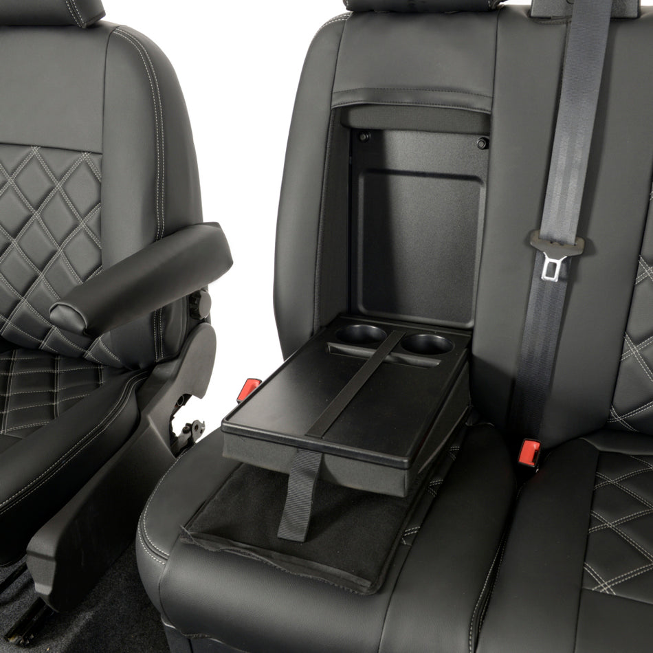 Ford Transit Van Leatherette Double Diamond Bentley Stitch Front Seat Covers (Single/Double with Tray)