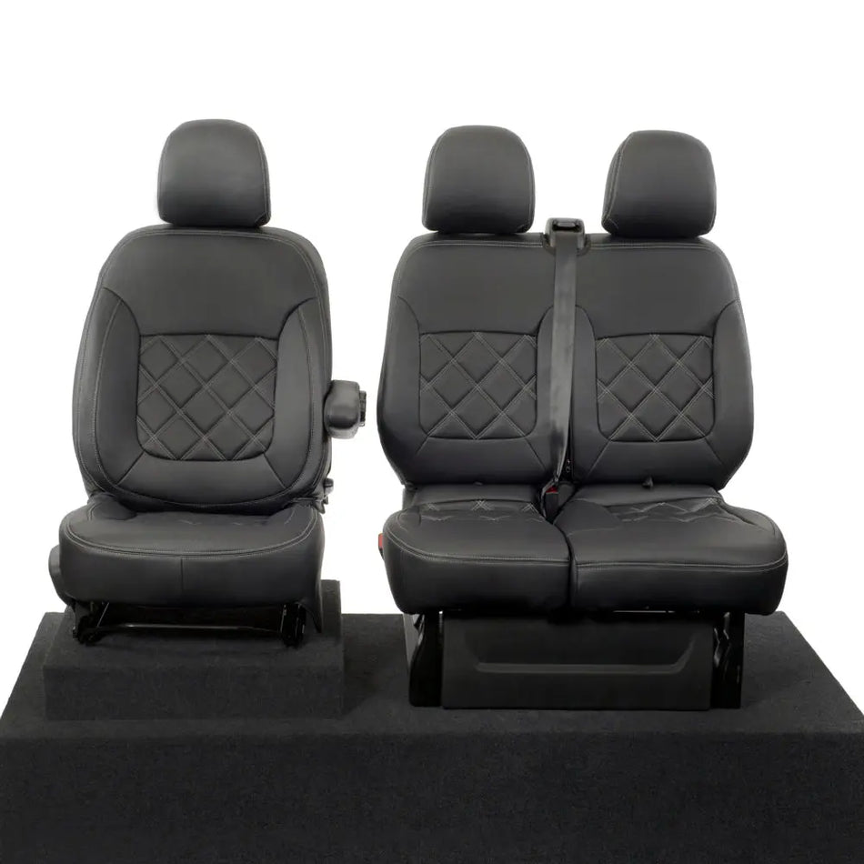 Fits Nissan NV300 Tailored Leatherette Seat Covers (2016-2022) - Black - UK Custom Covers