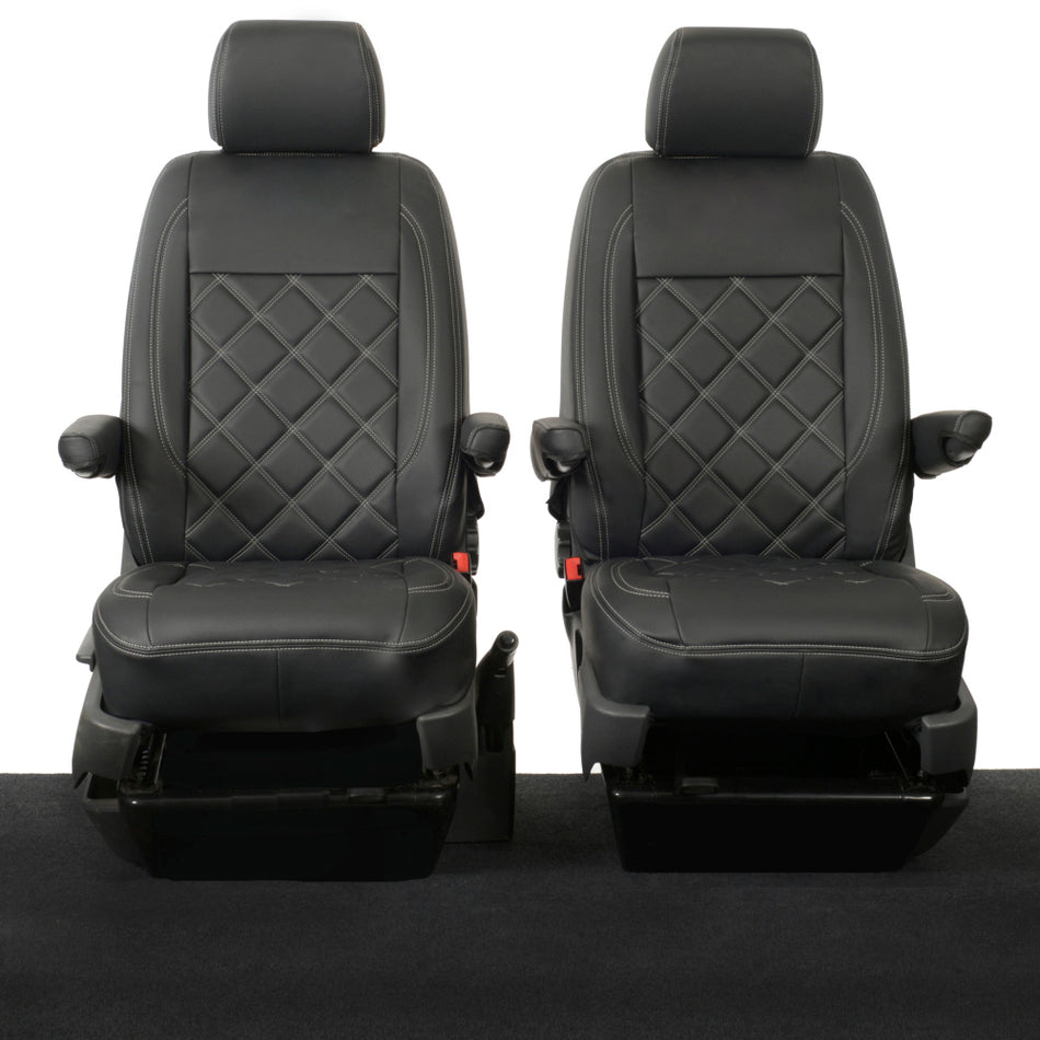 VW Transporter T5/T5.1 Leatherette Front Seat Covers (2003-2015) Black