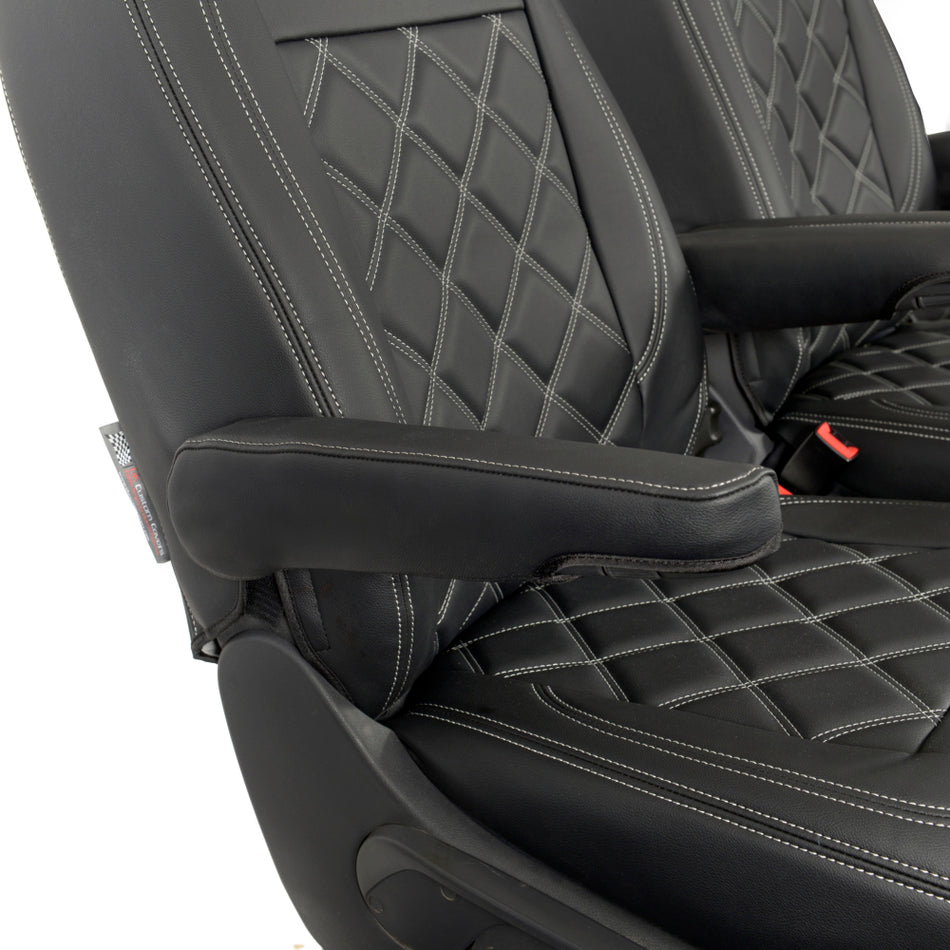 VW Transporter T5/T5.1 Leatherette Front Seat Covers (2003-2015) Black