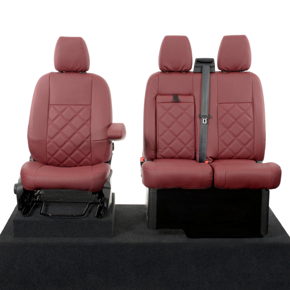 Ford Transit Custom Leatherette Seat Covers (2013-2023) Red