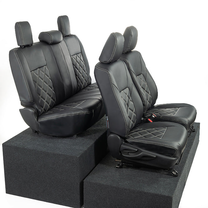 Toyota Hilux Tailored Leatherette Seat Covers (2016 Onwards) - Black - UK Custom Covers