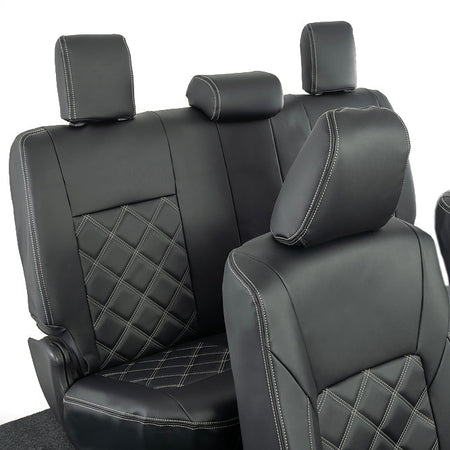 Toyota Hilux Tailored Leatherette Seat Covers (2016 Onwards) - Black - UK Custom Covers