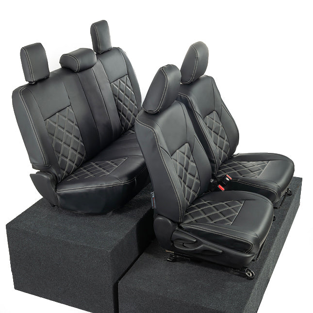 Toyota Hilux Tailored Leatherette Seat Covers (2016 Onwards) - Black - UK Custom Covers