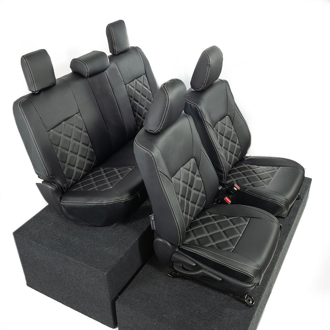 Toyota Hilux Tailored Leatherette Seat Covers (2016 Onwards) - Black - UK Custom Covers