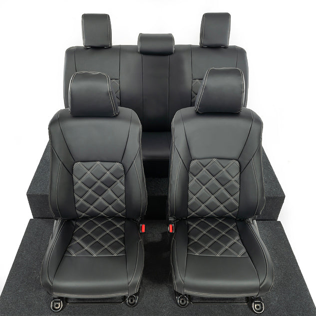 Toyota Hilux Tailored Leatherette Seat Covers (2016 Onwards) - Black - UK Custom Covers