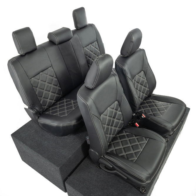 Toyota Hilux Tailored Leatherette Seat Covers (2016 Onwards) - Black - UK Custom Covers