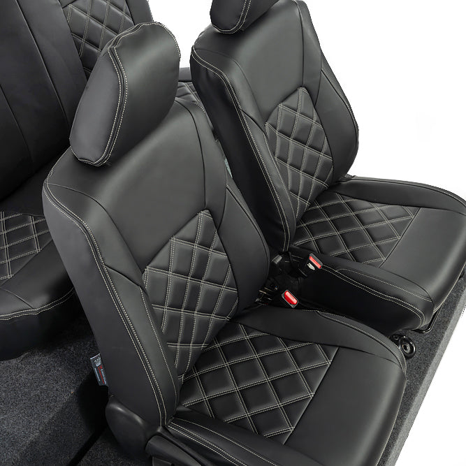 Toyota Hilux Tailored Leatherette Seat Covers (2016 Onwards) - Black - UK Custom Covers