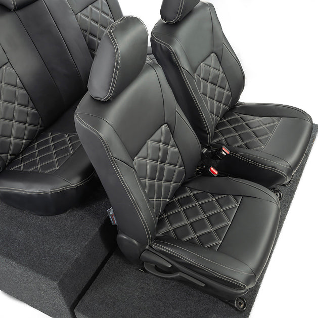 Toyota Hilux Tailored Leatherette Seat Covers (2016 Onwards) - Black - UK Custom Covers