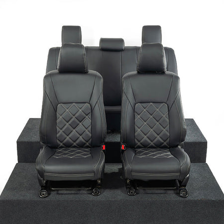 Toyota Hilux Tailored Leatherette Seat Covers (2016 Onwards) - Black - UK Custom Covers