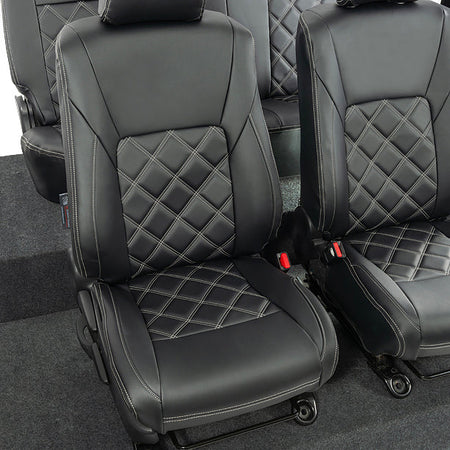 Toyota Hilux Tailored Leatherette Seat Covers (2016 Onwards) - Black - UK Custom Covers