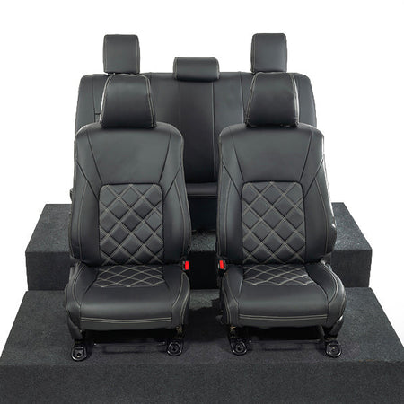 Toyota Hilux Tailored Leatherette Seat Covers (2016 Onwards) - Black - UK Custom Covers