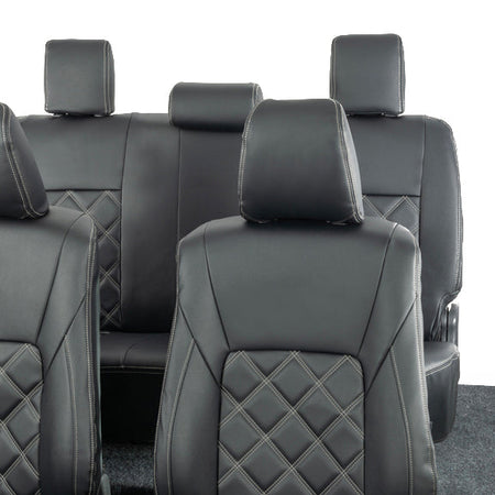 Toyota Hilux Tailored Leatherette Seat Covers (2016 Onwards) - Black - UK Custom Covers