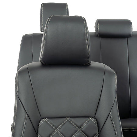 Toyota Hilux Tailored Leatherette Seat Covers (2016 Onwards) - Black - UK Custom Covers