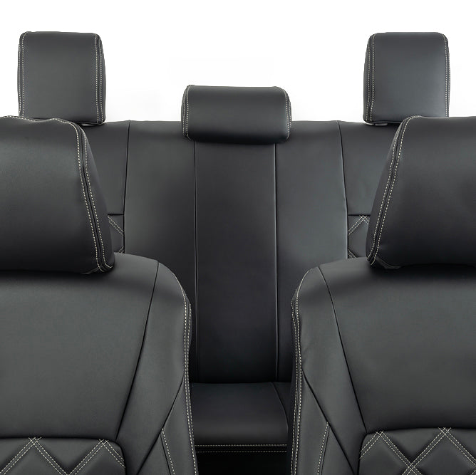 Toyota Hilux Tailored Leatherette Seat Covers (2016 Onwards) - Black - UK Custom Covers