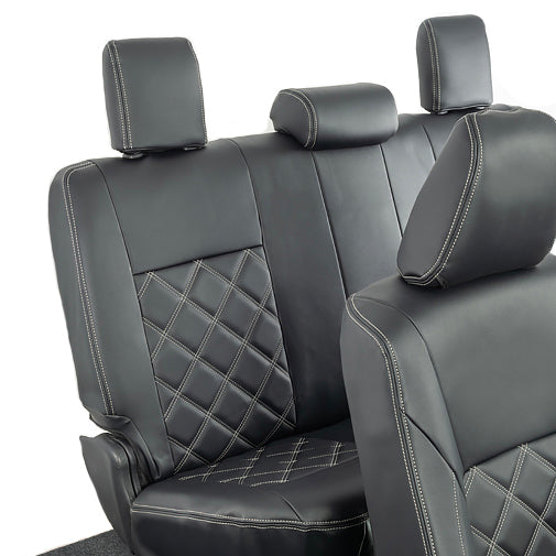 Toyota Hilux Tailored Leatherette Seat Covers (2016 Onwards) - Black - UK Custom Covers