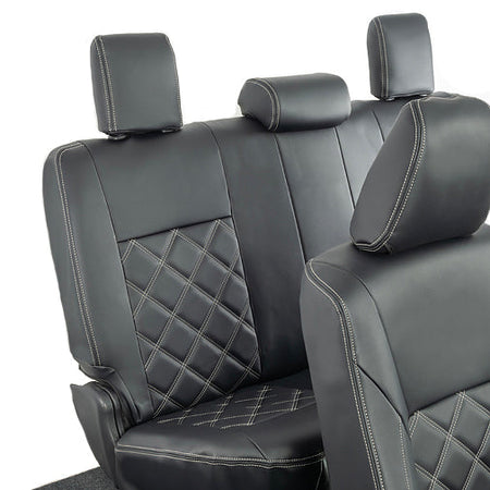 Toyota Hilux Tailored Leatherette Seat Covers (2016 Onwards) - Black - UK Custom Covers