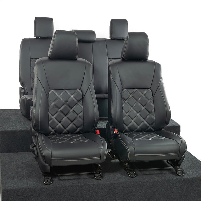 Toyota Hilux Tailored Leatherette Seat Covers (2016 Onwards) - Black - UK Custom Covers