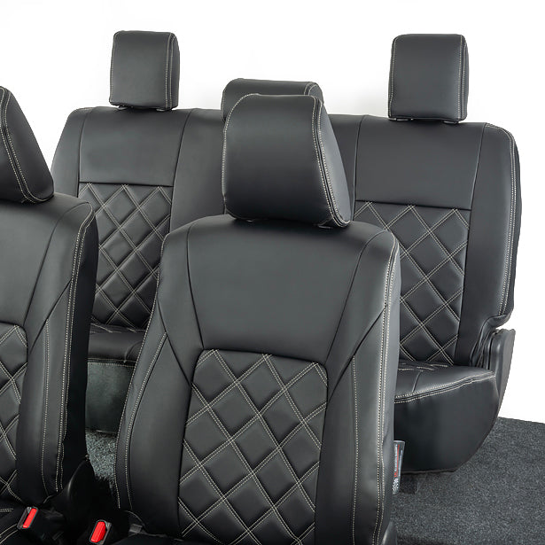 Toyota Hilux Tailored Leatherette Seat Covers (2016 Onwards) - Black - UK Custom Covers