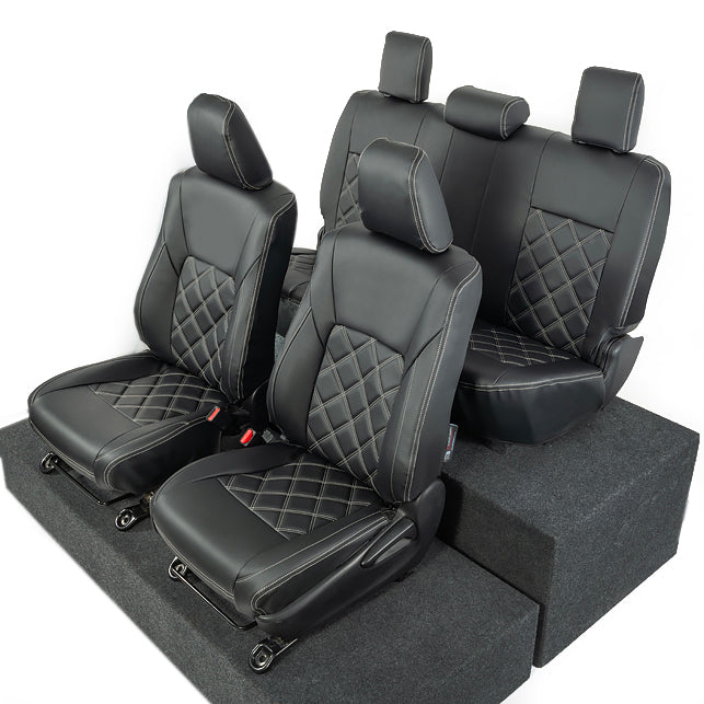 Toyota Hilux Tailored Leatherette Seat Covers (2016 Onwards) - Black - UK Custom Covers