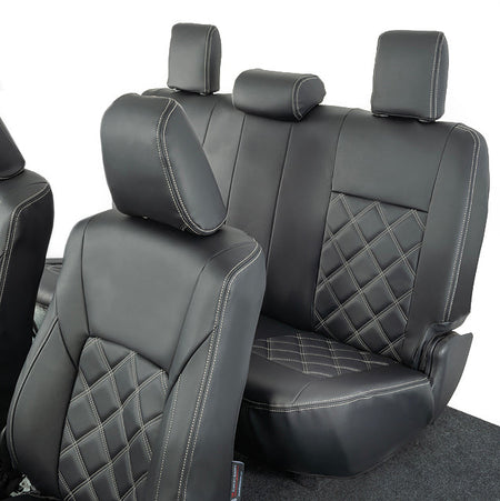 Toyota Hilux Tailored Leatherette Seat Covers (2016 Onwards) - Black - UK Custom Covers