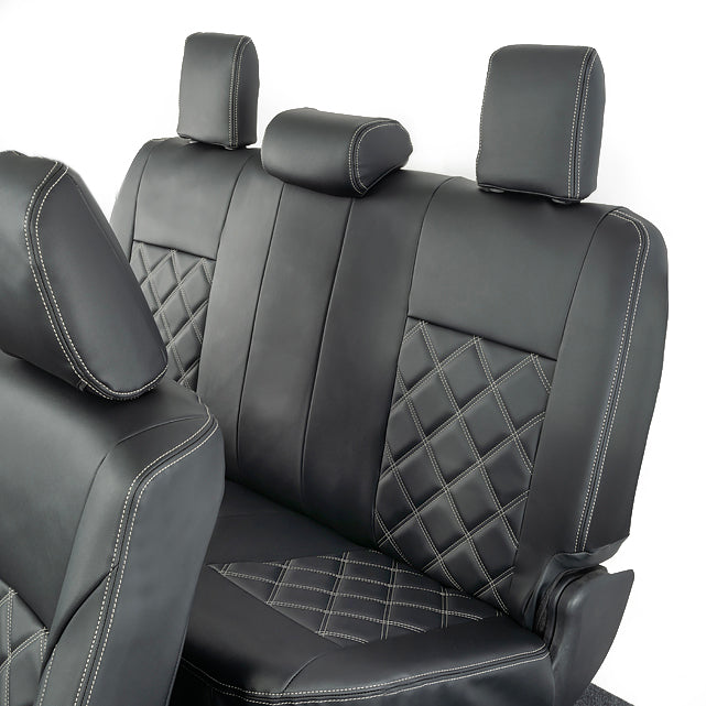 Toyota Hilux Tailored Leatherette Seat Covers (2016 Onwards) - Black - UK Custom Covers