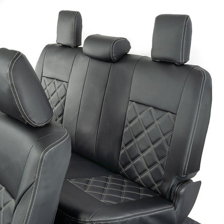 Toyota Hilux Tailored Leatherette Seat Covers (2016 Onwards) - Black - UK Custom Covers